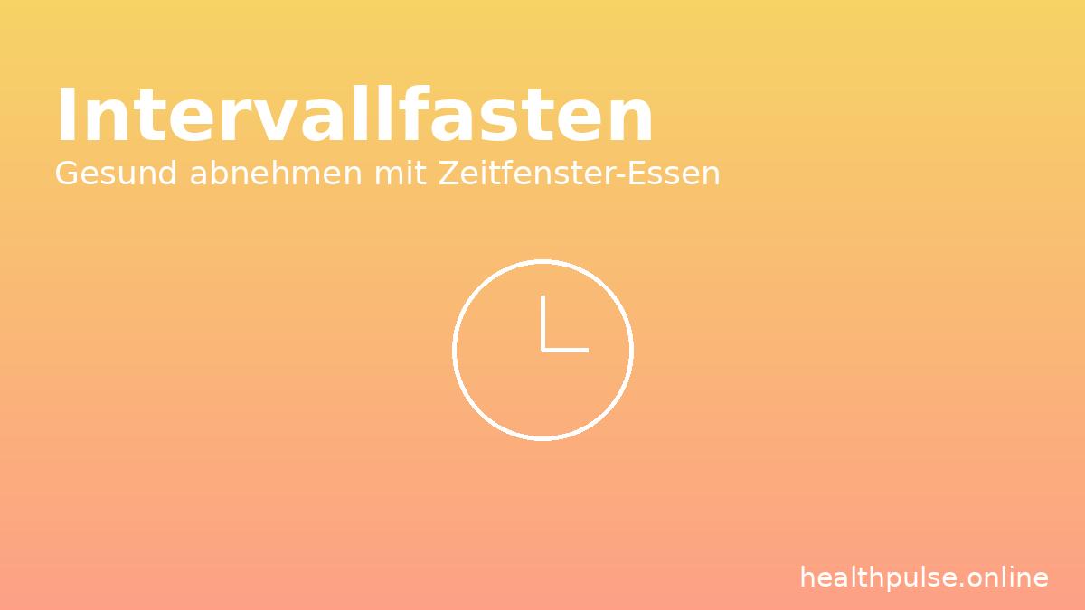 Intervallfasten illustration with clock icon on yellow-orange gradient background